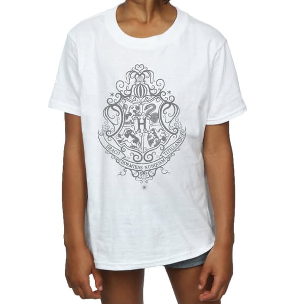 Harry Potter Girls Hogwarts Draco Dormiens Crest Cotton T-Shirt