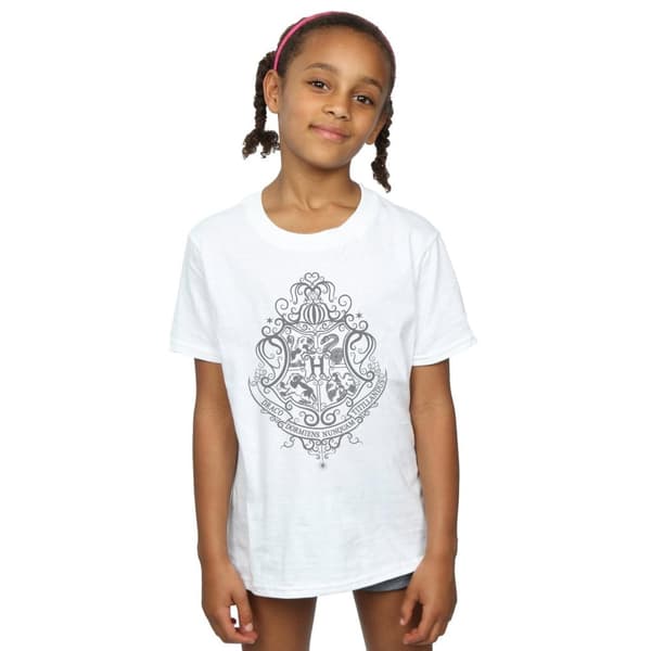 Harry Potter Girls Hogwarts Draco Dormiens Crest Cotton T-Shirt