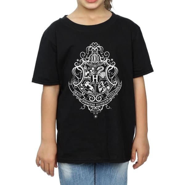 Harry Potter Girls Hogwarts Draco Dormiens Crest Cotton T-Shirt