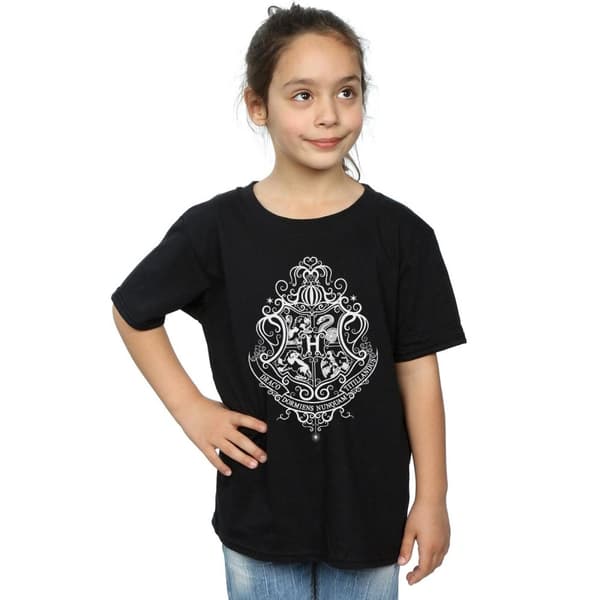Harry Potter Girls Hogwarts Draco Dormiens Crest Cotton T-Shirt