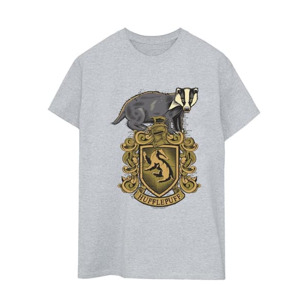 Harry Potter Womens/Ladies Hufflepuff Sketch Crest Cotton Boyfriend T-Shirt