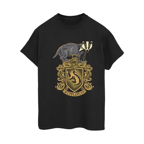 Harry Potter Womens/Ladies Hufflepuff Sketch Crest Cotton Boyfriend T-Shirt