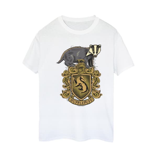 Harry Potter Dam/Häst Hufflepuff Sketch Crest Boyfriend T-shirt i bomull