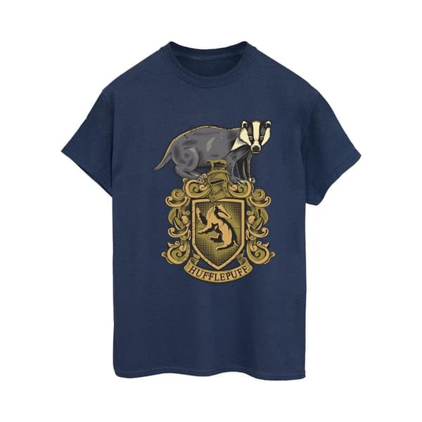 Harry Potter Dam/Häst Hufflepuff Sketch Crest Boyfriend T-shirt i bomull