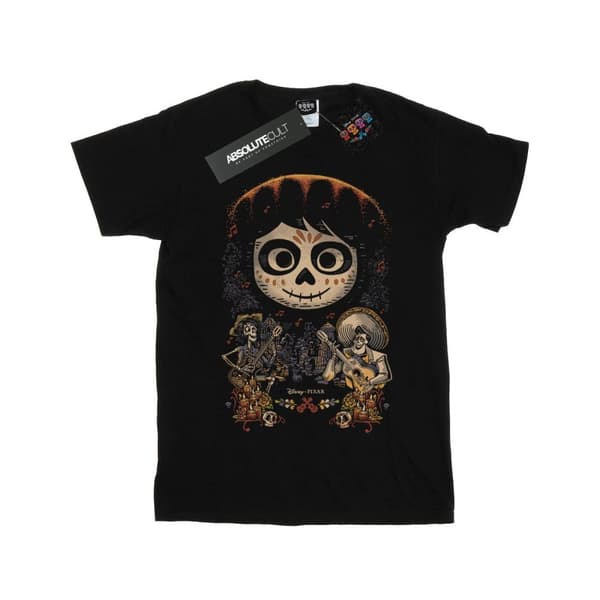 Disney T-shirt i bomull med Coco Miguels ansikte som affisch för flickor Black 5-6 Years