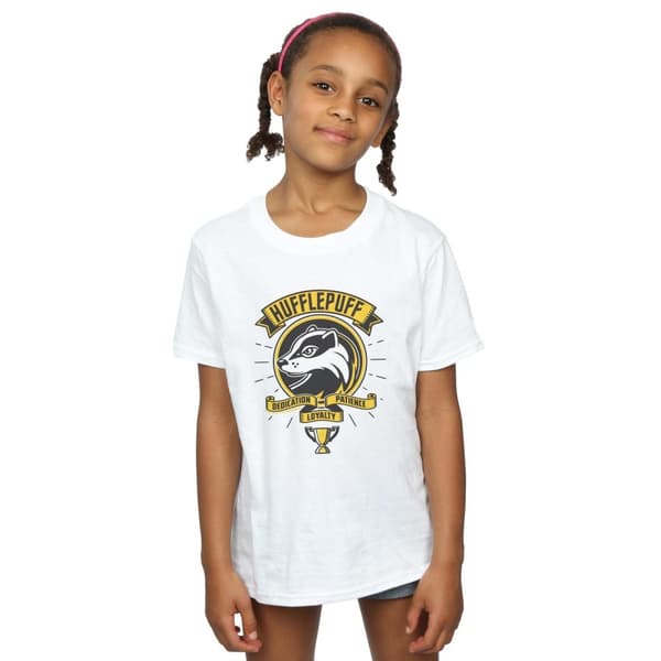 Harry Potter Girls Hufflepuff Toon Crest Cotton T-Shirt