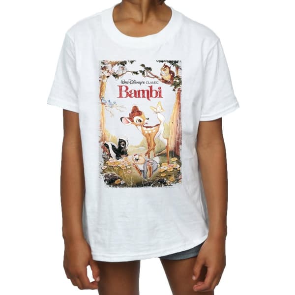 Disney Girls Bambi Retro Poster Cotton T-Shirt
