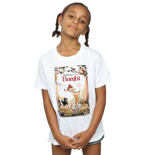 Disney Girls Bambi Retro Poster Cotton T-Shirt