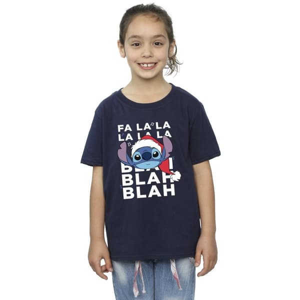 Disney Girls Lilo And Stitch Christmas Blah Blah Blah Cotton T-Shirt