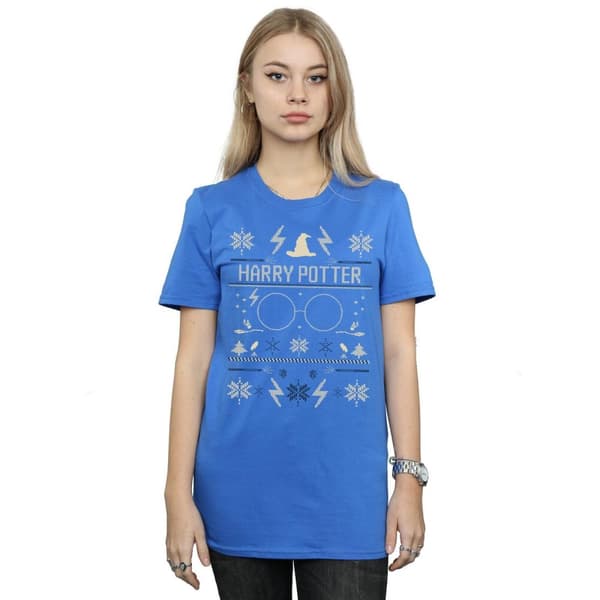 Harry Potter Womens/Ladies Christmas Pattern Cotton Boyfriend T-Shirt