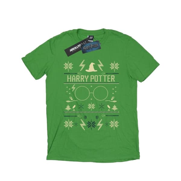 Harry Potter Boyfriend-T-shirt i bomull med julmönster för damer/damer