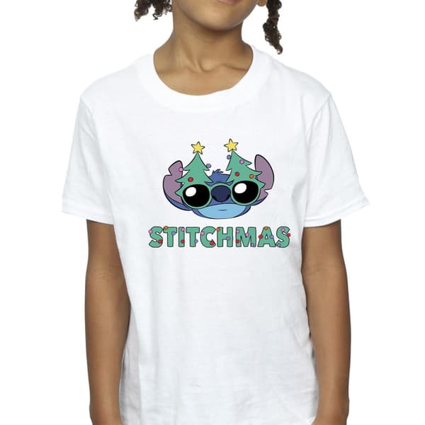Disney Girls Lilo & Stitch Stitchmas Glasses Cotton T-Shirt