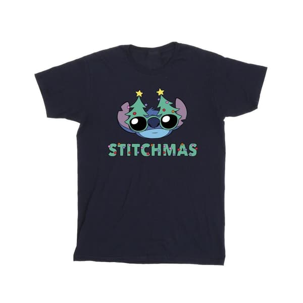 Disney Girls Lilo & Stitch Stitchmas Glasses Cotton T-Shirt