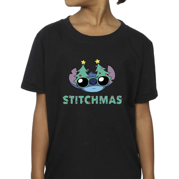 Disney Girls Lilo & Stitch Stitchmas Glasses Cotton T-Shirt