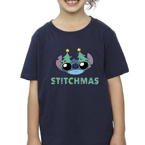 Disney Girls Lilo & Stitch Stitchmas Glasses Cotton T-Shirt