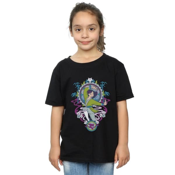 Disney T-shirt i bomull med Mulan-prydnader för flickor