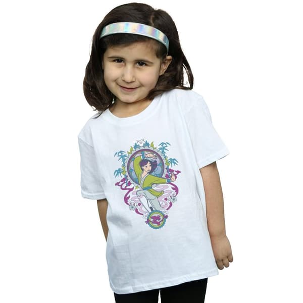 Disney T-shirt i bomull med Mulan-prydnader för flickor