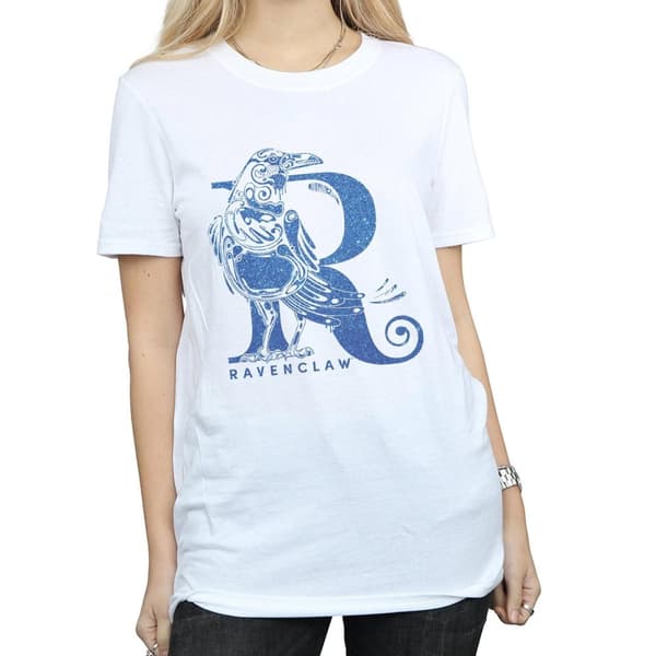 Harry Potter Womens/Ladies Ravenclaw Glitter Cotton Boyfriend T-Shirt