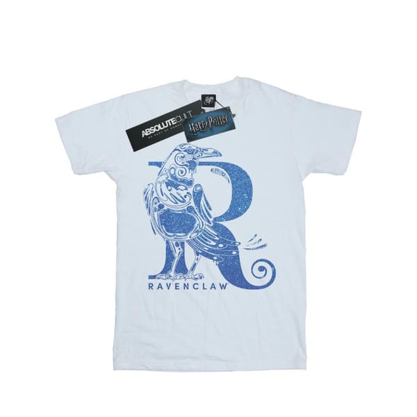 Harry Potter Womens/Ladies Ravenclaw Glitter Cotton Boyfriend T-Shirt White 3XL