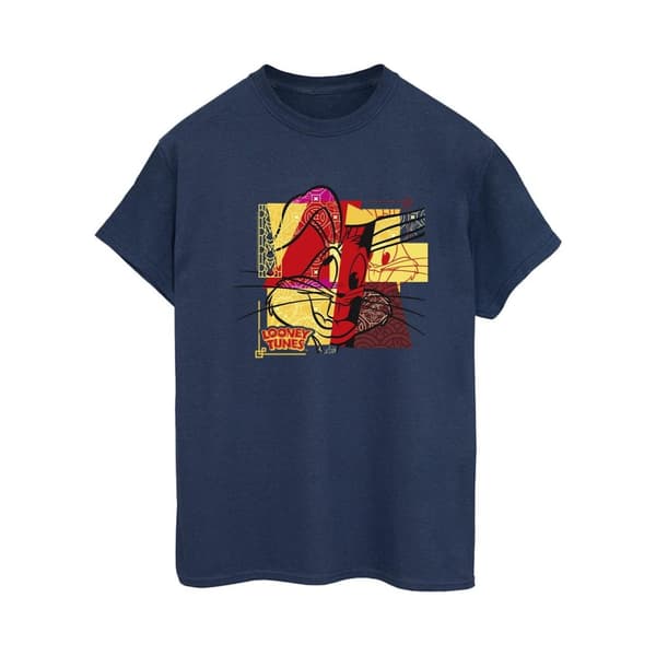 Looney Tunes Dam/Tjej Bugs Bunny Rabbit Nyår Boyfriend T-shirt i bomull
