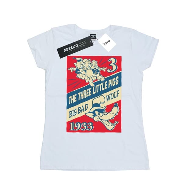 Disney Womens/Ladies Three Little Pigs And The Big Bad Wolf Cotton T-Shirt