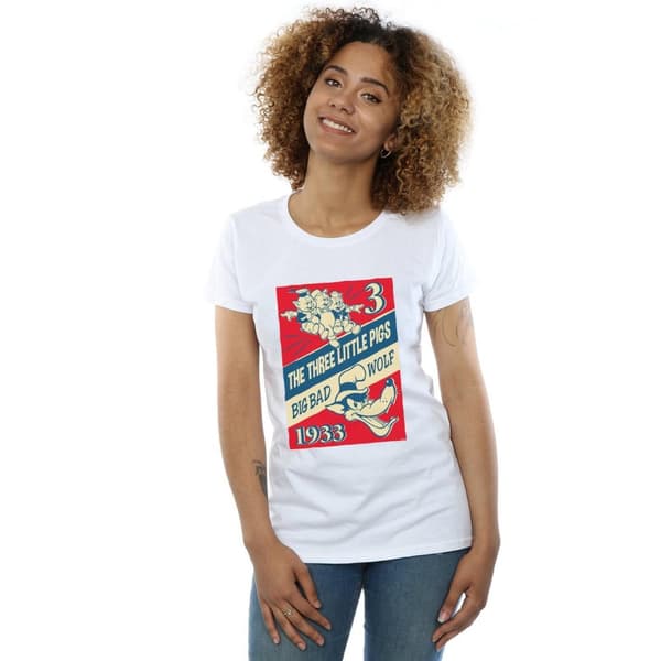 Disney Womens/Ladies Three Little Pigs And The Big Bad Wolf Cotton T-Shirt