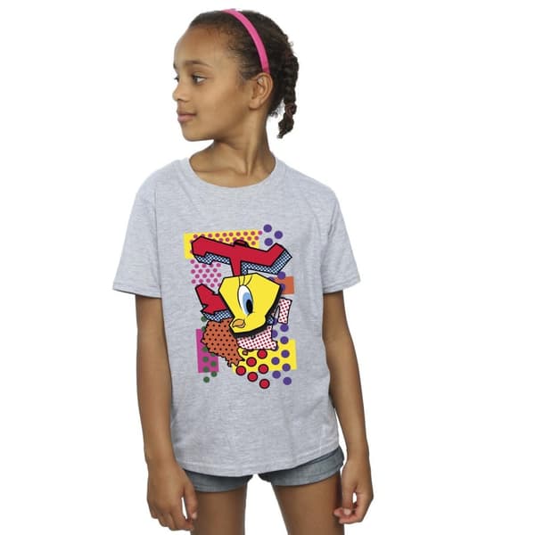 Looney Tunes Girls Tweety Pop Art Cotton T-Shirt