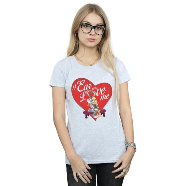 Looney Tunes Dam/Tjej Bugs Bunny och Lola Alla Hjärtans Dag Love Me Bomulls-T-shirt