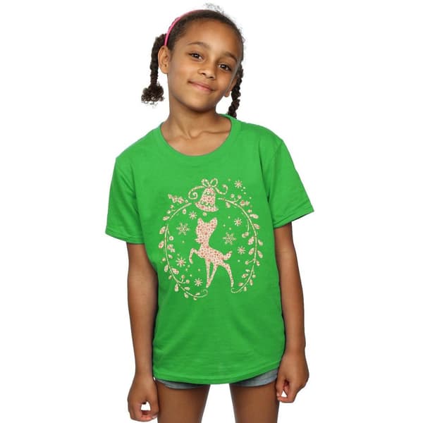 Disney Bambi - T-shirt i bomull med julkrans för flickor