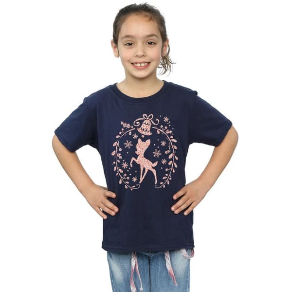 Disney Bambi - T-shirt i bomull med julkrans för flickor