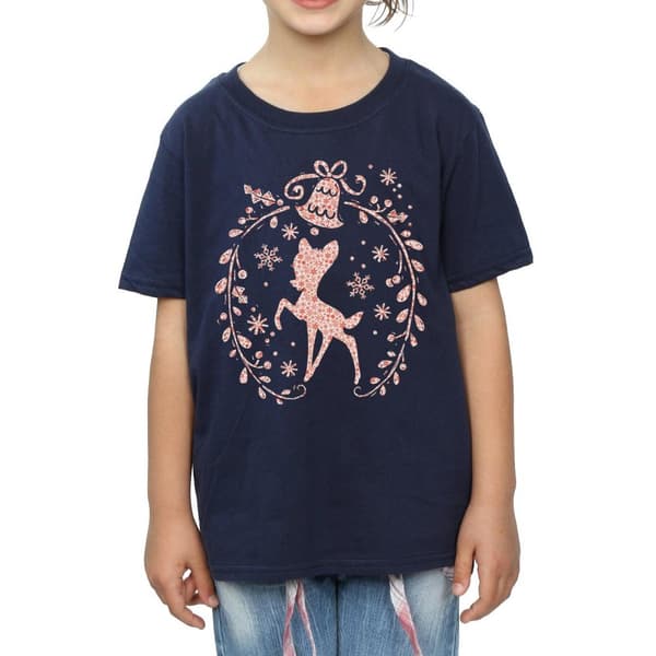 Disney Bambi - T-shirt i bomull med julkrans för flickor