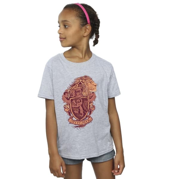 Harry Potter Gryffindor Sketch Crest T-shirt i bomull för flickor