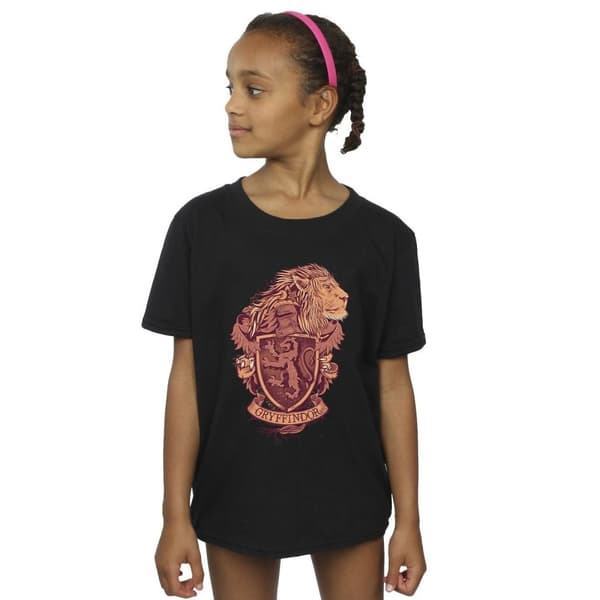 Harry Potter Gryffindor Sketch Crest T-shirt i bomull för flickor