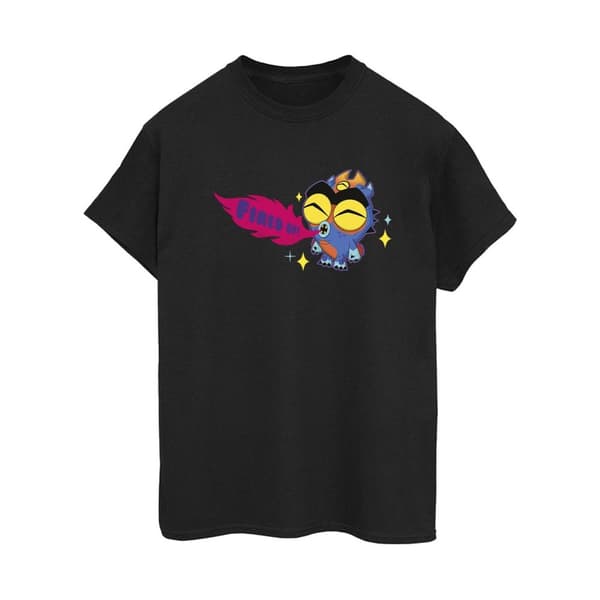 Disney Womens/Ladies Big Hero 6 Baymax Fred Fired Up Cotton Boyfriend T-Shirt