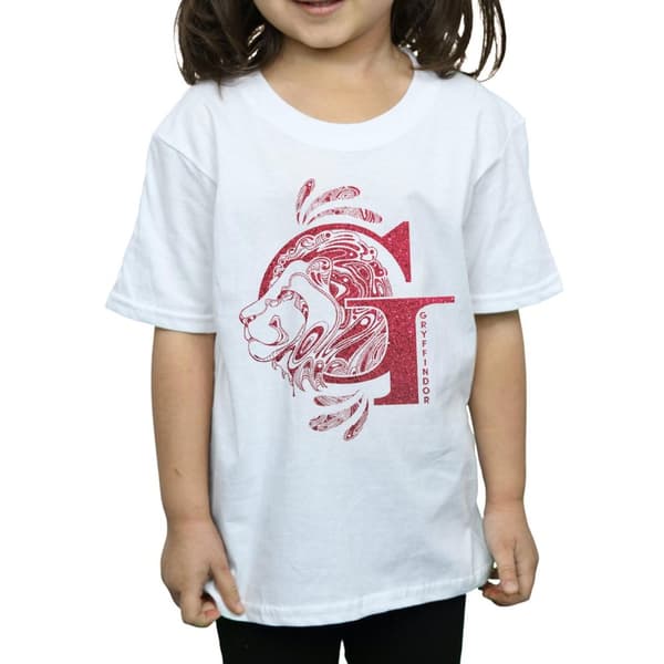 Harry Potter Girls Gryffindor Glitter Cotton T-Shirt