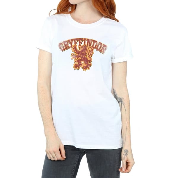 Harry Potter Dam/dam Gryffindor Sport Emblem Bomull Boyfriend T-shirt