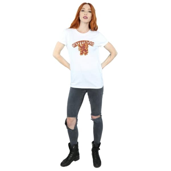 Harry Potter Dam/dam Gryffindor Sport Emblem Bomull Boyfriend T-shirt