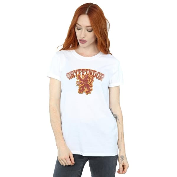 Harry Potter Dam/dam Gryffindor Sport Emblem Bomull Boyfriend T-shirt