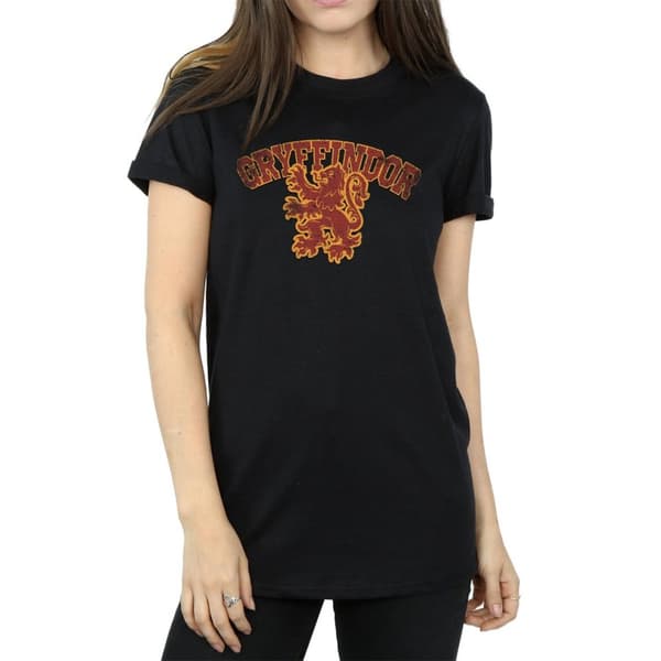 Harry Potter Dam/dam Gryffindor Sport Emblem Bomull Boyfriend T-shirt