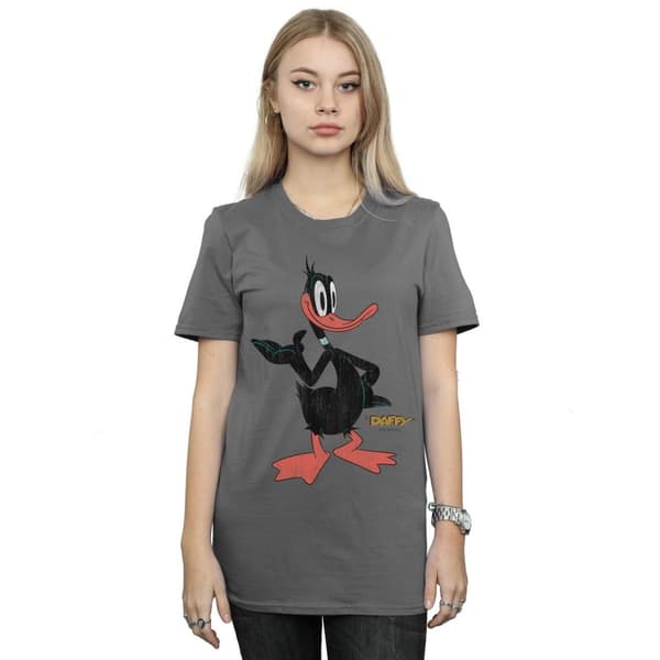 Looney Tunes Dam/Tjej - Daffy Duck - Boyfriend-t-shirt i bomull med tryck