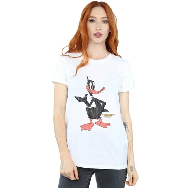 Looney Tunes Dam/Tjej - Daffy Duck - Boyfriend-t-shirt i bomull med tryck