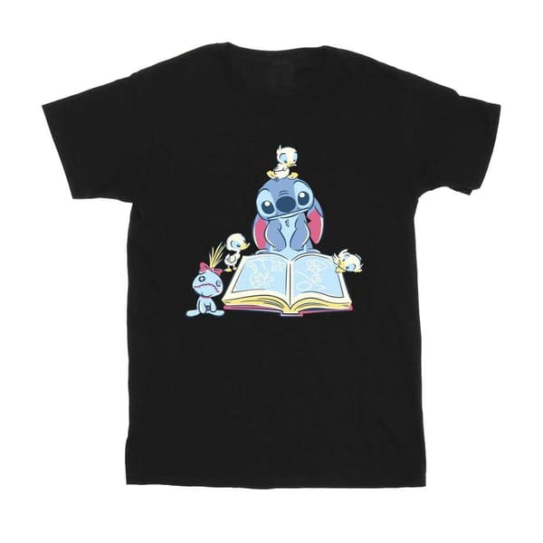 Disney Girls Lilo & Stitch Reading A Book Cotton T-Shirt