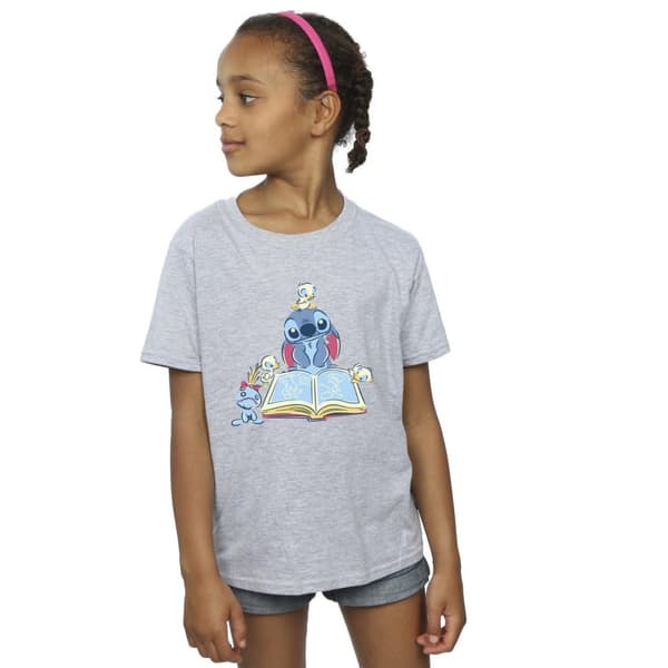 Disney Girls Lilo & Stitch Reading A Book Cotton T-Shirt