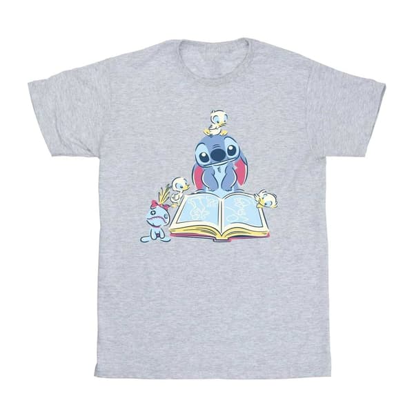 Disney Girls Lilo & Stitch Reading A Book Cotton T-Shirt