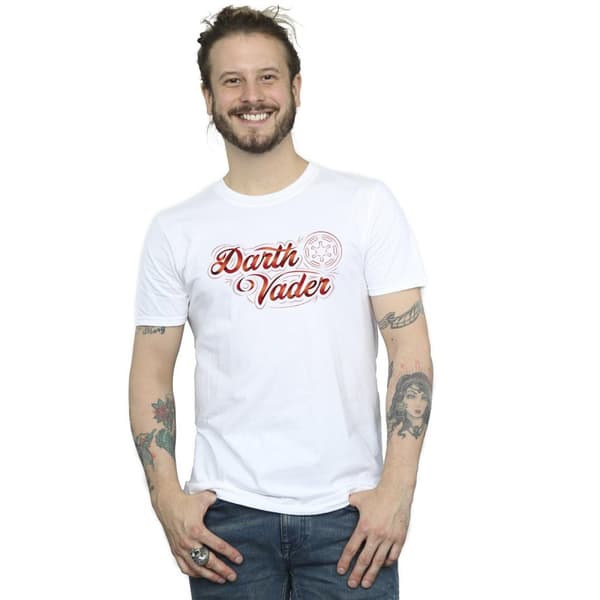Star Wars Mens Obi-Wan Kenobi Darth Vader Ribbon Font T-Shirt