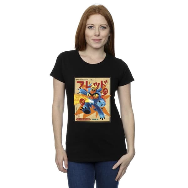 Disney Womens/Ladies Big Hero 6 Baymax Fred Newspaper Cotton T-Shirt