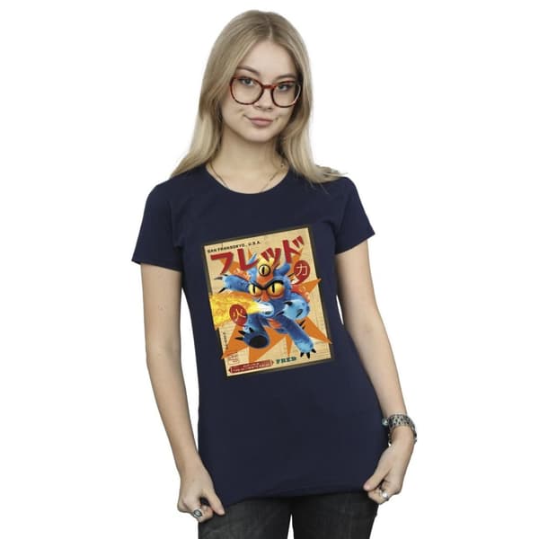 Disney Womens/Ladies Big Hero 6 Baymax Fred Newspaper Cotton T-Shirt