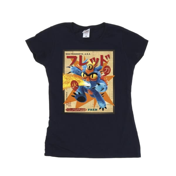 Disney Womens/Ladies Big Hero 6 Baymax Fred Newspaper Cotton T-Shirt