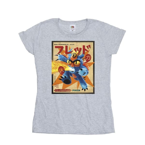 Disney Womens/Ladies Big Hero 6 Baymax Fred Newspaper Cotton T-Shirt