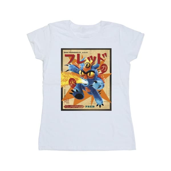 Disney Womens/Ladies Big Hero 6 Baymax Fred Newspaper Cotton T-Shirt